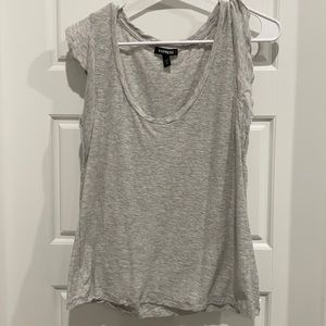 Express Grey Tee Flutter Sleeves M
